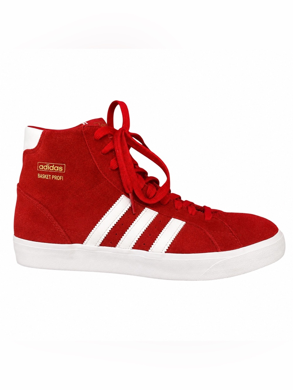 Adidas Basket Profi Red Suede High Top Sneakers Men’s 9.5 White Stripes Retro